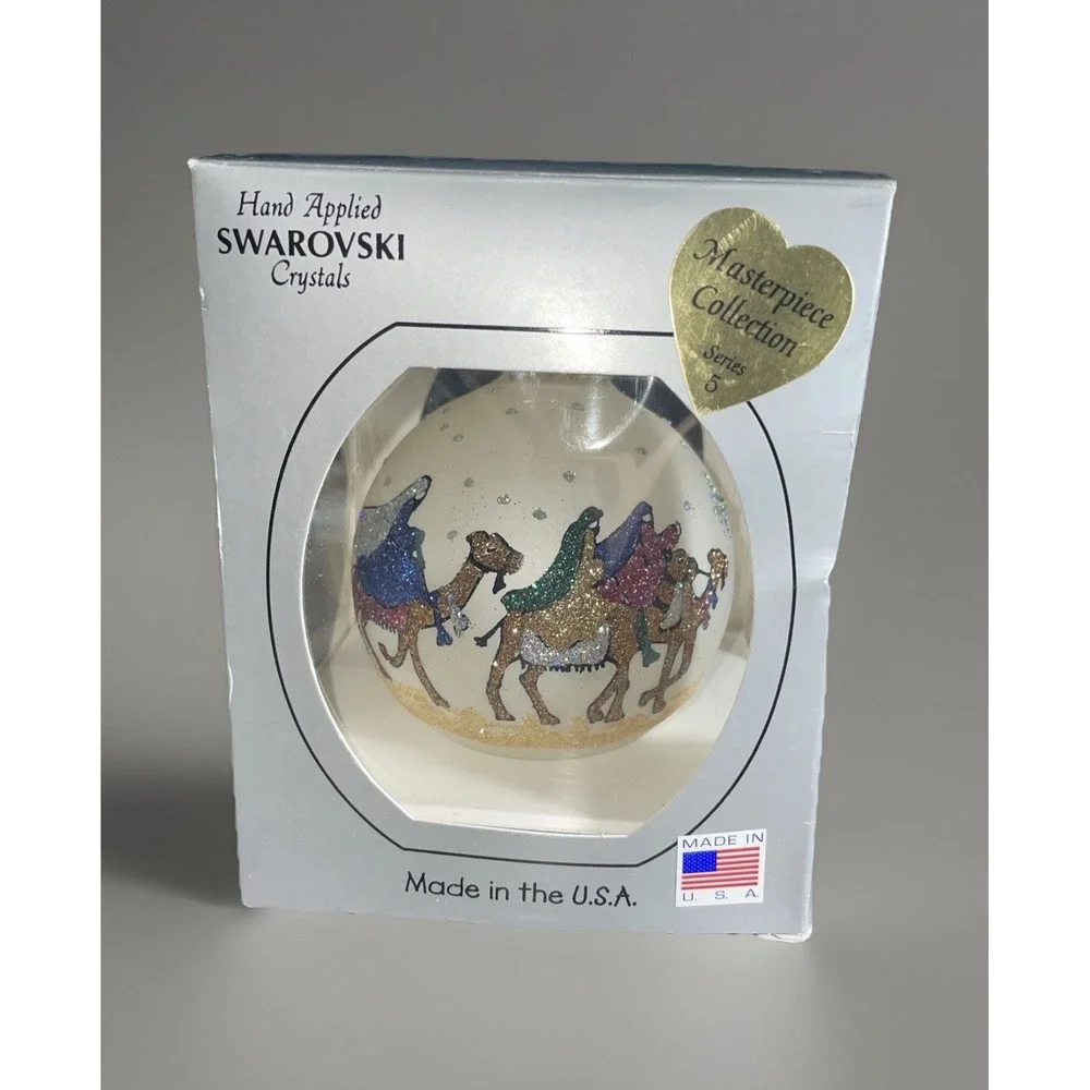 Vintage Swarovski THREE KINGS WISEMEN Matthew 2:11‎ Teresa Hand Painted Ornament